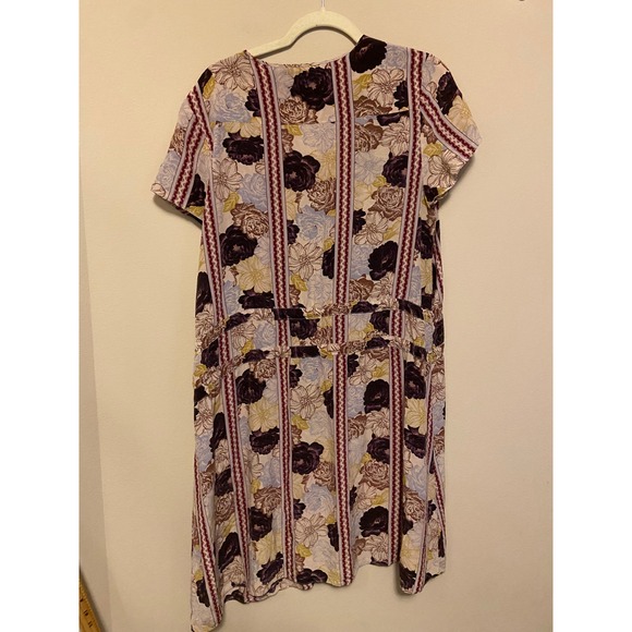 SUNO Floral Print Silk V Neck Short Sleeve Drawstring Waist Dress Womens Size 8 - Picture 7 of 7
